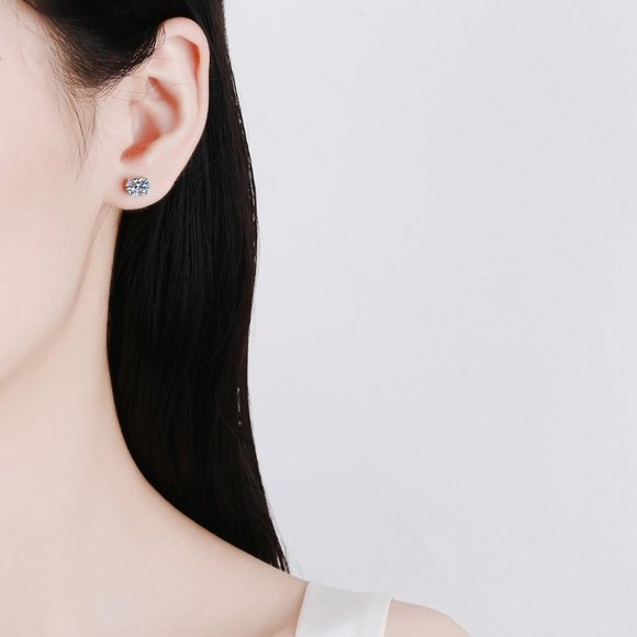 Certified 4ct. t.w. Moissanite Diamond Oval Cut Stud Earrings NEW - Picture 9 of 14